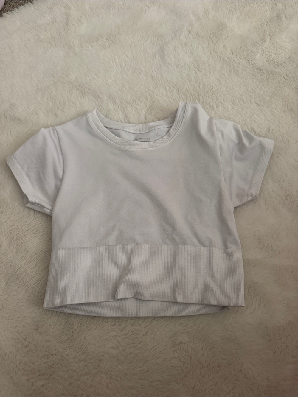 Kids White Short-Sleeve Crop Tee